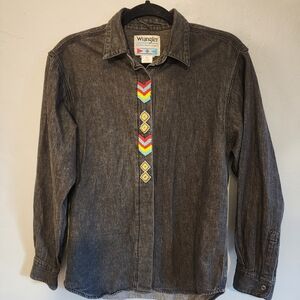 Wrangler Denim Shirt with Colorful Beaded Embroidery